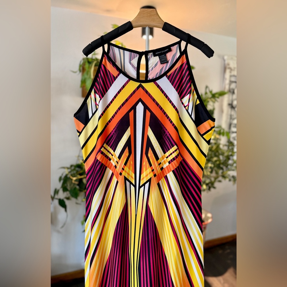 Ashley Stewart Colorful Geometric Maxi Dress Sz 14/16